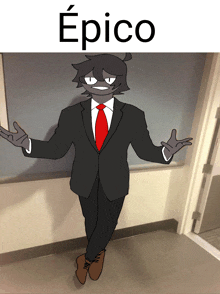 a cartoon drawing of a man in a suit and tie with the word epico below him