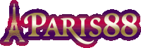 a logo for paris88 with the eiffel tower in the background