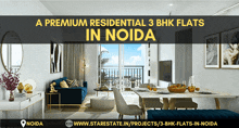 an advertisement for a premium residential 3bhk flats in noida