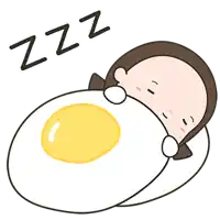 a cartoon of a person sleeping on top of a fried egg .