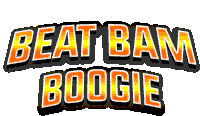 a logo that says beat bam boogie in orange and black