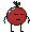 a pixel art drawing of an apple with arms and legs .