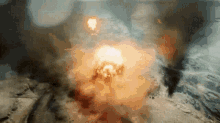 a large explosion is taking place in the middle of a mountain