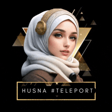 a picture of a woman wearing a hijab with the words husna #teleport on the bottom