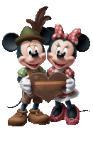 mickey mouse and minnie mouse holding a heart with the letters a.c. on their heads