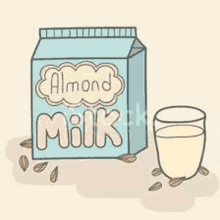 a box of almond milk and a glass of milk .