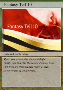 a card that says fantasy teil 10 with a picture of a person on it