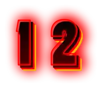 the number 12 that is red and black