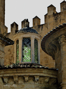 a picture of a building with a stained glass window taken by a smartini