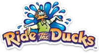 a logo for ride the ducks shows a cartoon duck