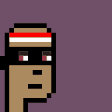 a pixel art drawing of a man with a red white and blue headband