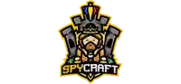 a logo for spycraft shows a man with a beard wearing a crown