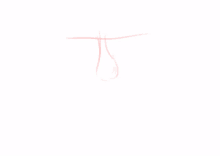 a drawing of a t with a drop of blood on it