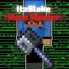 a pixel art of a person with the name itz blake