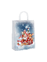 a christmas bag with santa reindeer and snowman on it