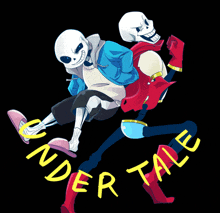 two skeletons are standing next to each other and the words undertale are visible