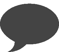 a gray speech bubble with a long tail on a white background