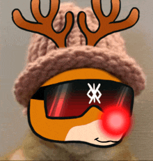 a cartoon reindeer wearing sunglasses and a hat with antlers