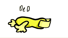 a cartoon drawing of a yellow ribbon with the word ded written below it