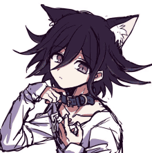 a drawing of a person with cat ears and a collar