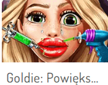 a cartoon of a girl with a syringe in her mouth