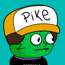 a cartoon character with a yellow hat that says pike on it