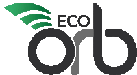 a logo for eco orb has a green leaf on it