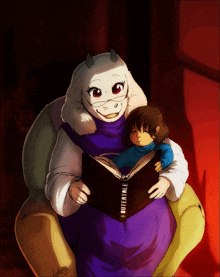 a drawing of a woman reading a book titled undertale