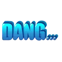 the word dang is displayed in blue letters on a white background