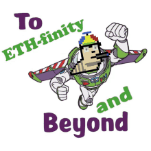 a cartoon of buzz lightyear with the words " to eth-finity and beyond " below him