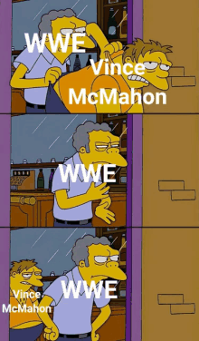 a cartoon shows vince mcmahon getting ready to punch moe