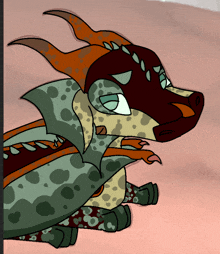 a cartoon drawing of a dragon with spots on it