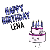 a happy birthday lena card with a cake with candles