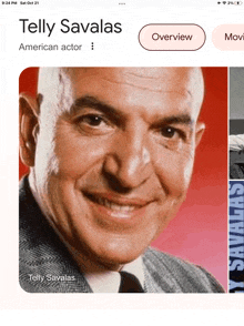 a picture of telly savalas is displayed on a phone screen