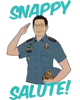 a cartoon of a police officer saluting with the words snappy salute