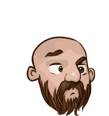 a cartoon drawing of a bald man with a beard