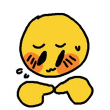 a cartoon drawing of a yellow smiley face with orange cheeks and a sad face .