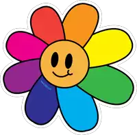 a colorful flower with a smiley face and the website www.thefun