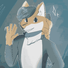 a drawing of a furry fox with a diamond on the bottom