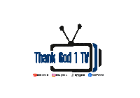 a logo for thank god 1 tv shows a television with two antennas