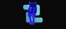 a blue wolf stands in front of a blue number 2