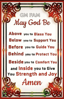 gm fam may god be above you to bless you below you to support you before you to guide you