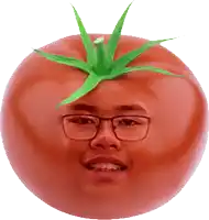 a tomato with a face on it and glasses