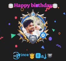 a picture of a man in a frame with the words happy birthday prince raj