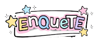 the word enquete is on a white background with stars around it