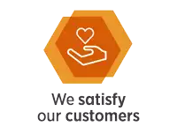 a logo that says we satisfy our customers on it