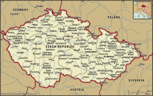 a map of the czech republic with austria in the bottom right corner