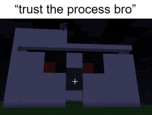 a screenshot of a minecraft game with the words " trust the process bro "