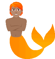 a cartoon illustration of a mermaid with orange hair and an orange tail