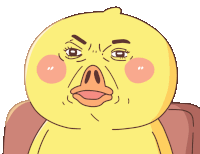 a cartoon drawing of a yellow duck with a big nose